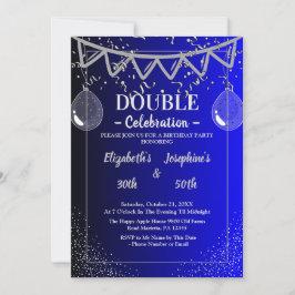 Adult Joint Dubbele Verjaardag Partij | Blauw zilv Kaart