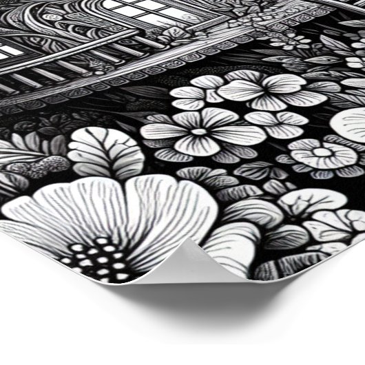 Adult Kleuring Bloemen Fairy House Poster (Hoek)