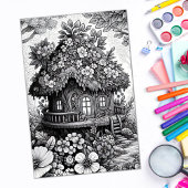 Adult Kleuring Bloemen Fairy House Poster