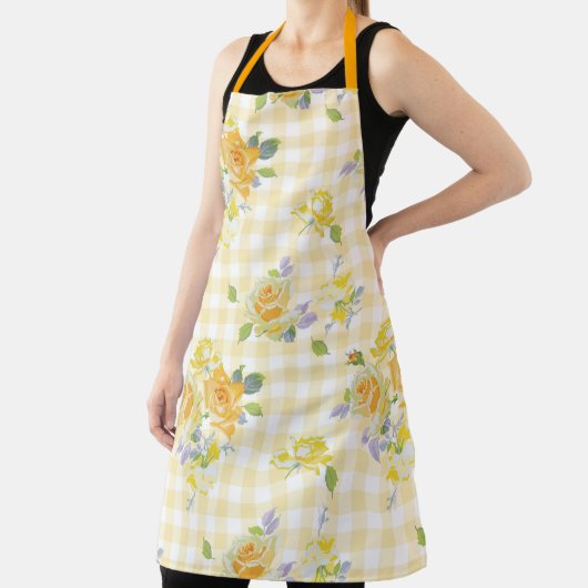 Adult Large Apron yellow rose floral Schort (Insitu)