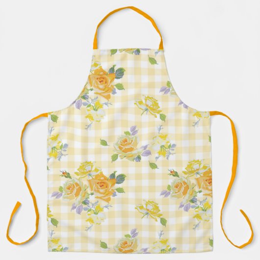 Adult Large Apron yellow rose floral Schort (Voorkant)