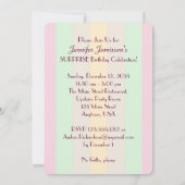 Adult Pastel Striped SURPRISE Party Invite Kaart (Achterkant)