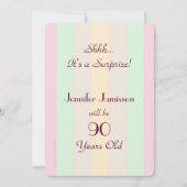 Adult Pastel Striped SURPRISE Party Invite Kaart (Voorkant)