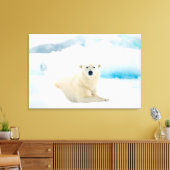 Adult polar bear large boar on the summer ice canvas afdruk (Insitu (Woonkamer))
