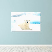 Adult polar bear large boar on the summer ice canvas afdruk (Insitu (Houten vloer))