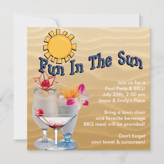 Adult Pool Party en BBQ Kaart (Voorkant)
