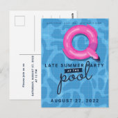 Adult Pool Party Late Summer Celebration Invitatio Briefkaart (Voorkant / Achterkant)