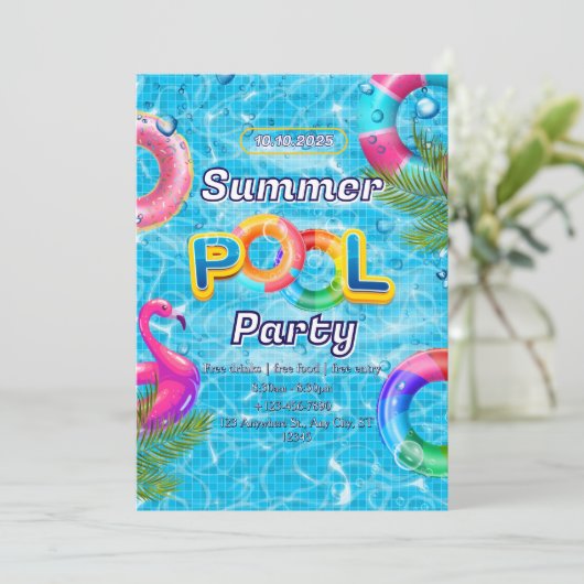 Adult Pool Party Summer Beach Kaart (Staand voorkant)