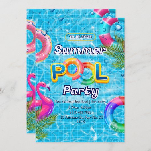 Adult Pool Party Summer Beach Kaart (Voorkant / Achterkant)