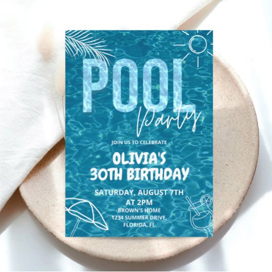 Adult Pool Party uitnodiging Volwassen Zomer Verja