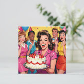 Adult Retro Surprise Party for Her Kaart (Staand voorkant)