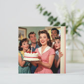 Adult Retro Surprise Party for Her Kaart (Staand voorkant)