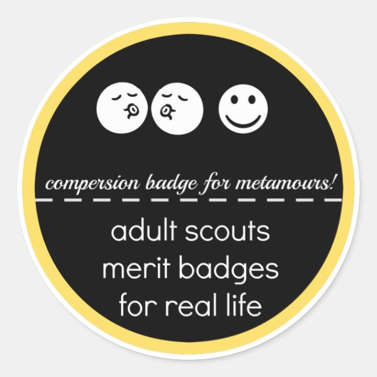 Adult Scout Merit Badge: Compersie Ronde Sticker (Voorkant)