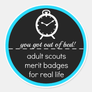 Adult Scout Merit Badge: Je bent uit bed! Ronde Sticker