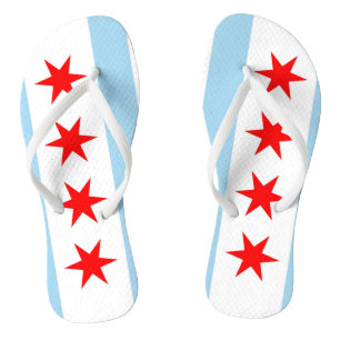 Adult Slim Straps met vlag van Chicago, Verenigde Teenslippers