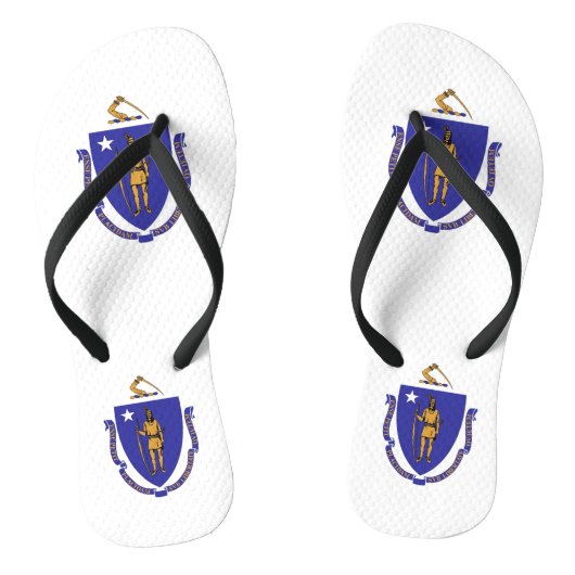 Adult Slim Straps met vlag van Massachusetts, Vere Teenslippers (Voetbed)