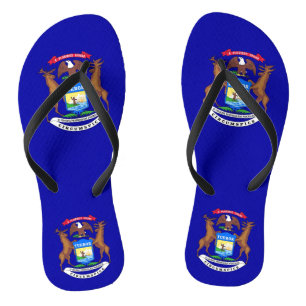 Adult Slim Straps met vlag van Michigan, Verenigde Teenslippers