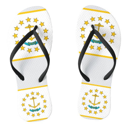 Adult Slim Straps met vlag van Rhode Island, Veren Teenslippers (Voetbed)