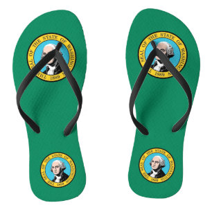 Adult Slim Straps met vlag van Washington, Verenig Teenslippers