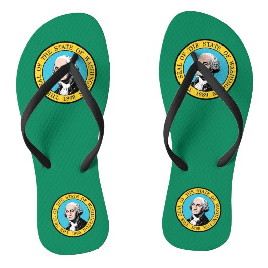 Adult Slim Straps met vlag van Washington, Verenig Teenslippers (Voetbed)