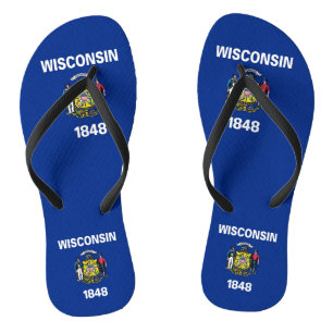 Adult Slim Straps met Vlag van Wisconsin, Verenigd Teenslippers