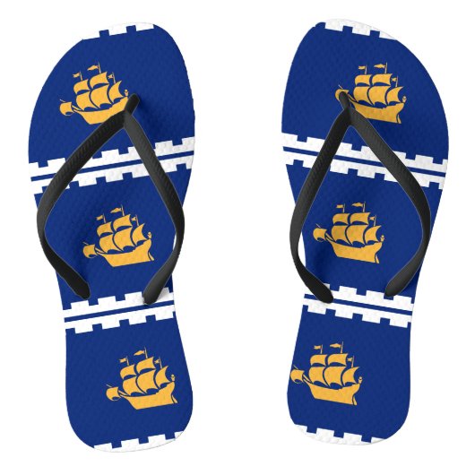 Adult Slim Straps with Flag of Quebec City Teenslippers (Voetbed)