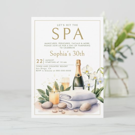 Adult Spa Party Champagne Orchid 30e verjaardag Kaart (Staand voorkant)