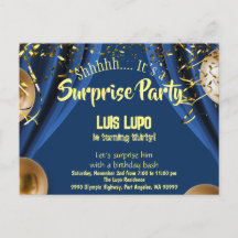 Adult Surprise Birthday Invitation Briefkaart Blau