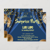 Adult Surprise Birthday Invitation Briefkaart Blau (Voorkant / Achterkant)