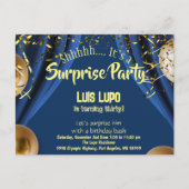 Adult Surprise Birthday Invitation Briefkaart Blau (Voorkant)