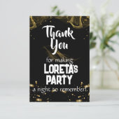 Adult Surprise Verjaardag Dank u kaart zwart (Staand voorkant)