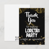 Adult Surprise Verjaardag Dank u kaart zwart (Voorkant / Achterkant)