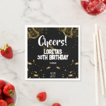 Adult Surprise Verjaardags servet zwart