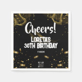 Adult Surprise Verjaardags servet zwart (Voorkant)