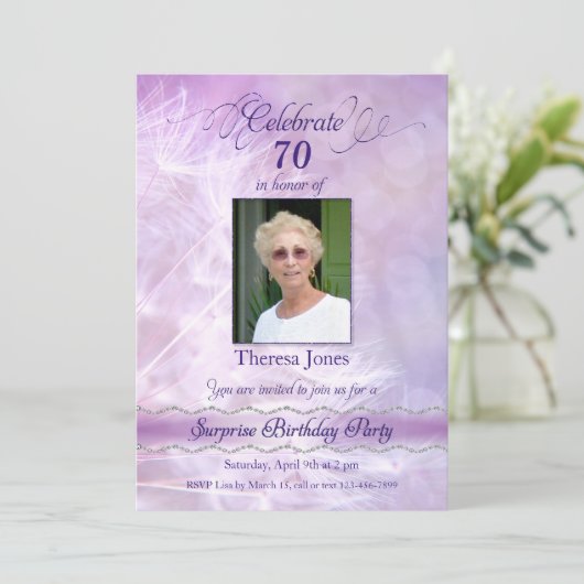 Adult Surprise verjaardagsfeestje foto uitnodiging (Staand voorkant)