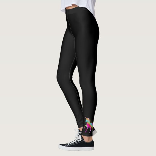 Adult Woman's Gold Glitter Rainbow Unicorn - Black Leggings (Links)