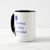 Adulting: highly overrated. Fun Balloon Bear Quote Mok (Voorkant links)