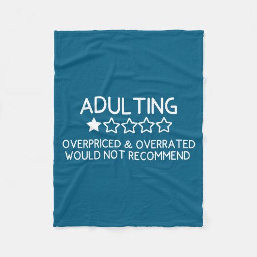 Adulting Shirt Funny Adul 1 Star Review Fleece Deken (Voorkant)