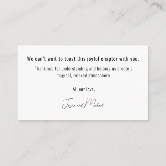 Adults-Only Wedding Note💍 Minimalist Elegant  Informatiekaartje (Achterkant)