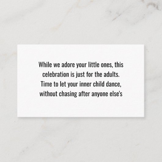 Adults-Only Wedding Note💍 Minimalist Elegant  Informatiekaartje (Voorkant)
