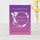 Advent aan Friend Blessings Wreatcandle Paars Kaart (Gele Bloem)