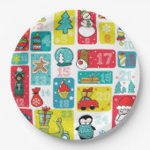 Advent Calendar Cartoon stijl Papieren Bordje (Voorkant)