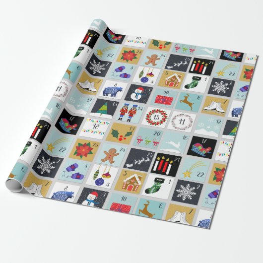 Advent Calendar Christmas Cadeaupapier (Uitgerold)