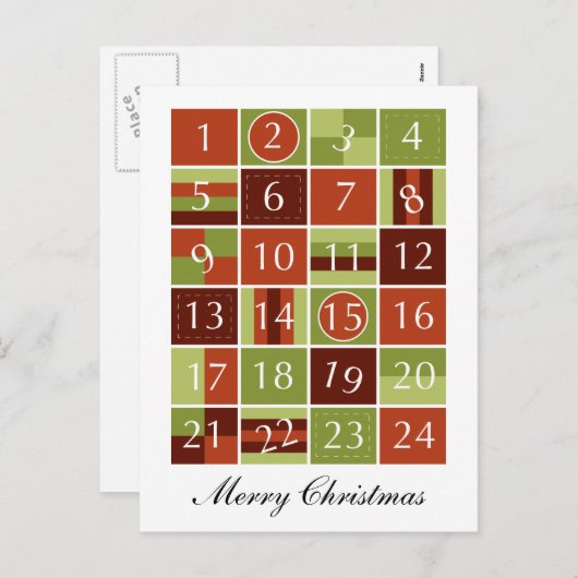 Advent Calendar Feestdagenkaart (Voorkant / Achterkant)