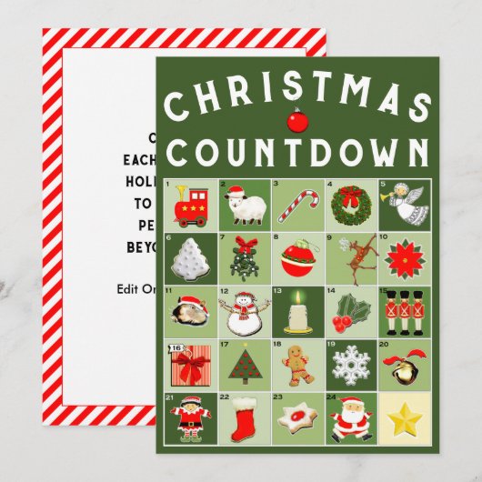 Advent Calendar-kerstkaart Feestdagenkaart (Voorkant / Achterkant)