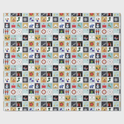 Advent Calendar Kerstmis Cadeaupapier (Vlak)