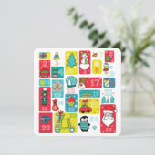 Advent Calendar Kerstmis Cartoon Feestdagenkaart (Staand voorkant)