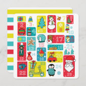 Advent Calendar Kerstmis Cartoon Feestdagenkaart (Voorkant / Achterkant)
