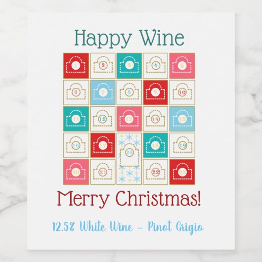  Advent Calendar personaliseren Wijn Etiket (Enkel label)