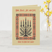 Advent Candelabra Stylized Minimal Nordic Christma Kaart (Gele Bloem)